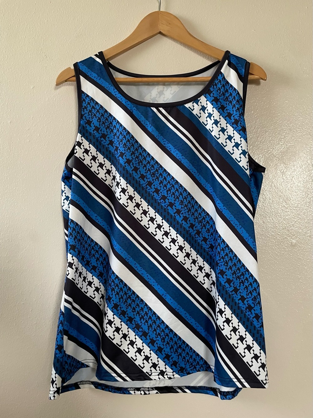 Blue & White Striped Sleeveless Top